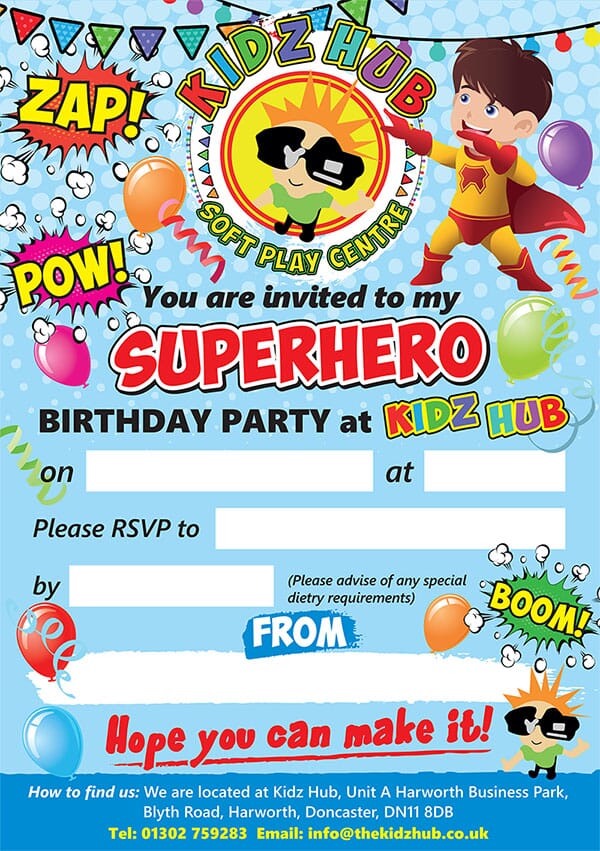 Superhero Party Invite A5